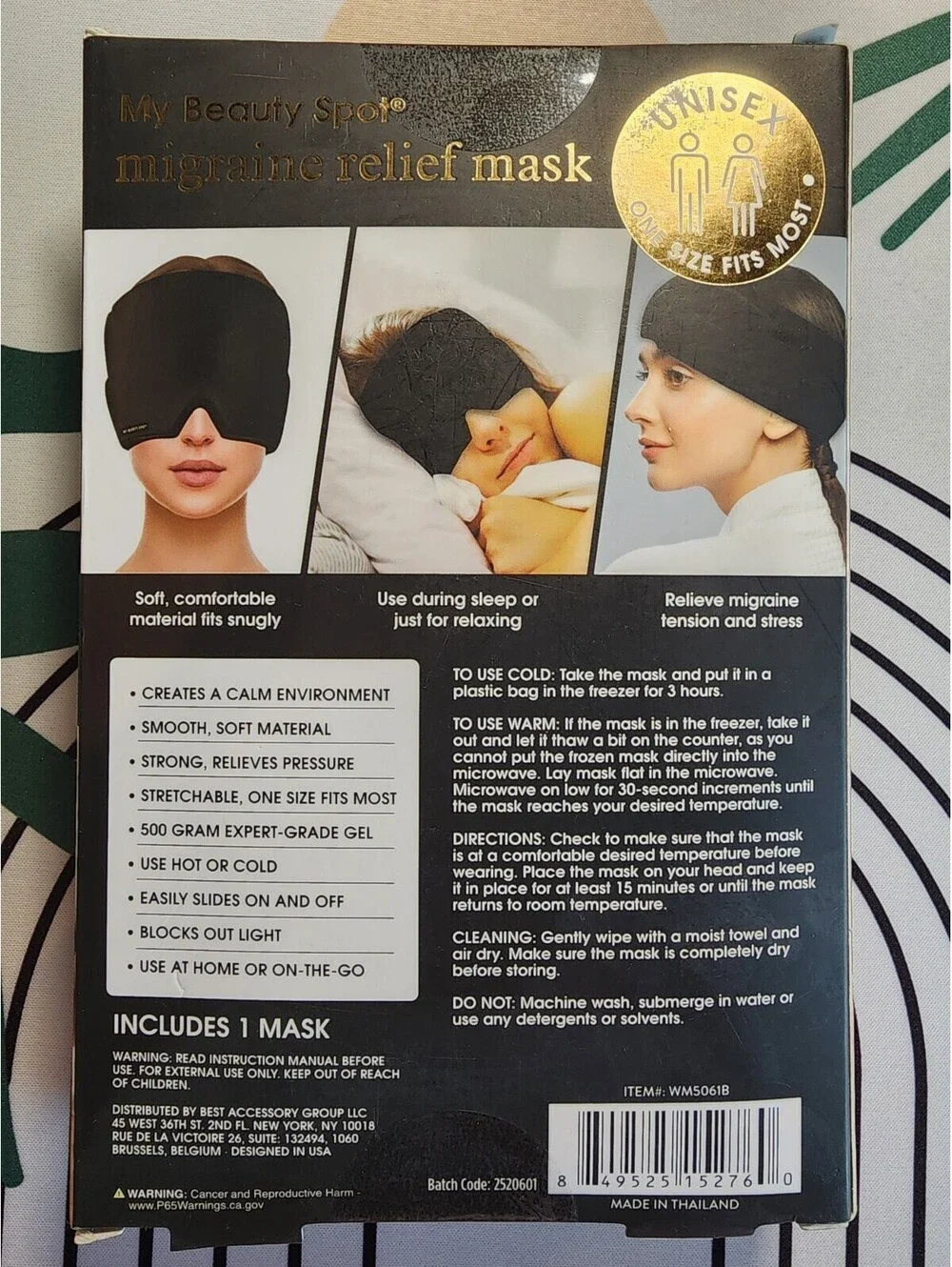 My Beauty Spot Migraine Relief Mask - Soft, Comfortable, One Size Fits Most
